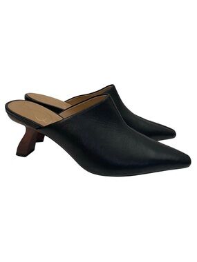 Sam Edelman Skya Mules Pointed Toe Black Leather Sculpted Heel Women's 8.5
